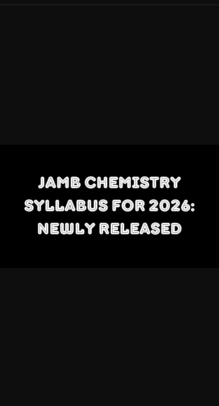 JAMB Chemistry Syllabus For 2026